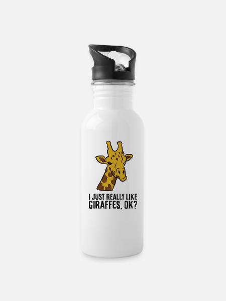 J’aime beaucoup les girafes, d’accord? Drôle - Gourde avec paille intégrée - blanc
