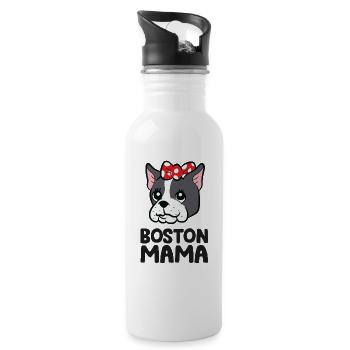 Boston Terrier Mama Boston Mama Drôle Bostie - Gourde avec paille intégrée - blanc - Droite