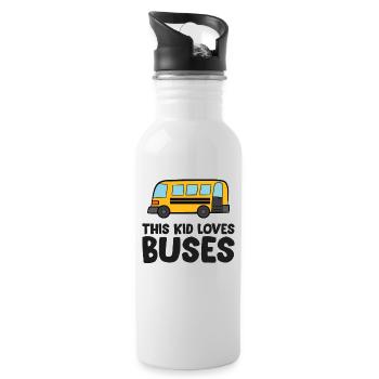 Cet enfant adore les bus - Gourde avec paille intégrée - blanc - Droite