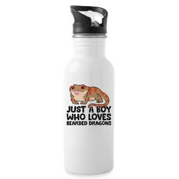Bartagame Reptil Nur ein Junge, der Bartagamen - Trinkflasche mit integriertem Trinkhalm - Weiß - Rechts