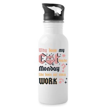 Cats Monday - Water bottle with straw - white - Right