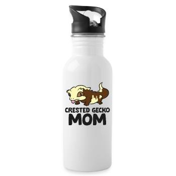 Crested Gecko Mom Lizard Reptile Crested Gecko - Water bottle with straw - white - Right