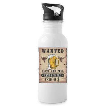 Beer Wanted Funny Beer Drinker Design - Water bottle with straw - white - Right