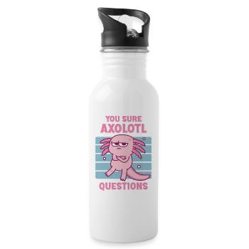Grumpy Axolotl Sie sicher Axolotl Fragen Wortspiel - Trinkflasche mit integriertem Trinkhalm - Weiß - Rechts