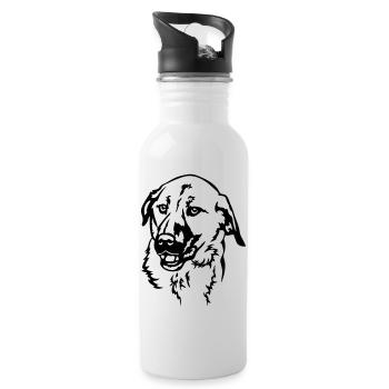Kangal Kopf - Trinkflasche mit integriertem Trinkhalm - Weiß - Rechts