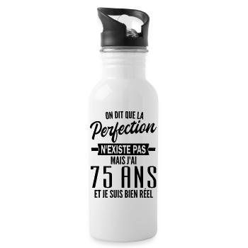 perfection 75 ans / humour anniversaire 75 ans - Gourde avec paille intégrée - blanc - Droite