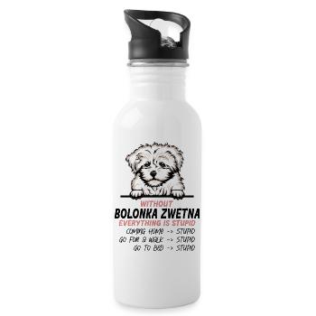 Ohne Bolonka Zwetna ist alles doof - Trinkflasche mit integriertem Trinkhalm - Weiß - Rechts
