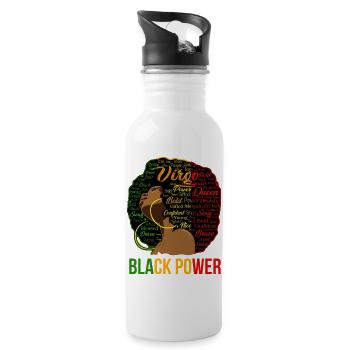Afro Power Word Cloud Portrait - Water bottle with straw - white - Right