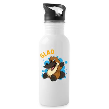 Platypus Humor Gladypus Glad to Be a Cute Platypus - Water bottle with straw - white - Right
