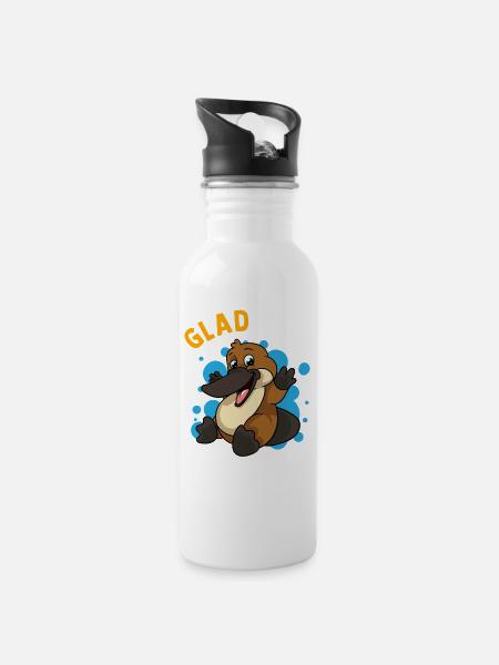 Ornithorynque Humour Gladypus heureux d’être un ornithorynque mignon - Gourde avec paille intégrée - blanc