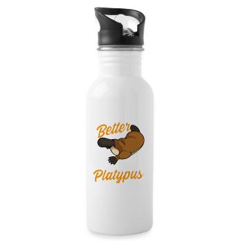 Ornithorynque Humour Je t’aimerais mieux si tu étais un - Gourde avec paille intégrée - blanc - Droite