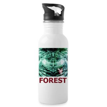 Wald Spiegelung und Schmetterling - Trinkflasche mit integriertem Trinkhalm - Weiß - Rechts