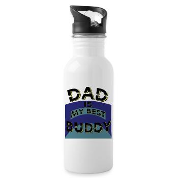 Dad my best Buddy, - Water bottle with straw - white - Right