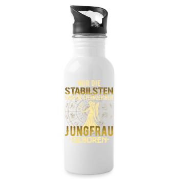 Sternzeichen Jungfrau Geburtstag Geschenk - Trinkflasche mit integriertem Trinkhalm - Weiß - Rechts