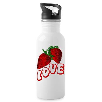 Les fraises juteuses aiment les fruits mûrs juteux - Gourde avec paille intégrée - blanc - Droite