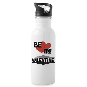 BE MY VALENTINE, Valentinstag - Trinkflasche mit integriertem Trinkhalm - Weiß - Rechts