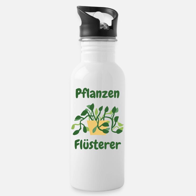 Pflanzen Flüsterer - Trinkflasche mit integriertem Trinkhalm - Weiß