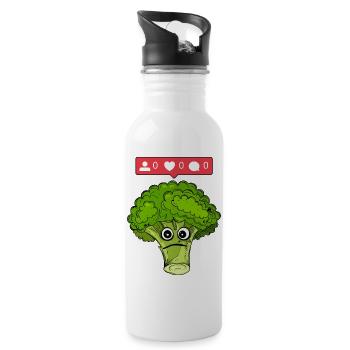 Niemand mag Brokkoli - Trinkflasche mit integriertem Trinkhalm - Weiß - Rechts