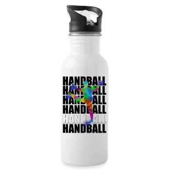 coloré handball motif cadeau handball gardien de but de handball - Gourde avec paille intégrée - blanc - Droite