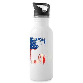 Barrel Racer American Flag, Patriotic Rodeo Barrel - Trinkflasche mit integriertem Trinkhalm - Weiß - Rechts