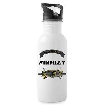 Happy Birthday, 18th Birthday, Gift - Water bottle with straw - white - Right