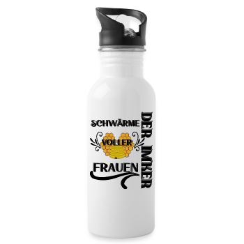 Der Imker, schwärme voller Frauen, Imkerei, Helden - Trinkflasche mit integriertem Trinkhalm - Weiß - Rechts