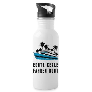 Echte Kerle fahren Boot - Trinkflasche mit integriertem Trinkhalm - Weiß - Rechts