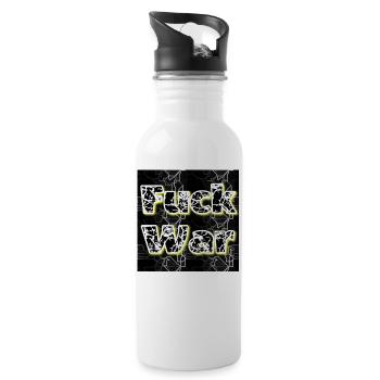 Fuck War - Against War - Illustration - Water bottle with straw - white - Right