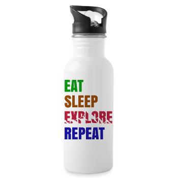 Nature Experience Hikers Hiking Statement Mountains - Water bottle with straw - white - Right