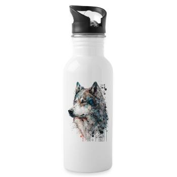 Siberian Husky 03 - Water bottle with straw - white - Right