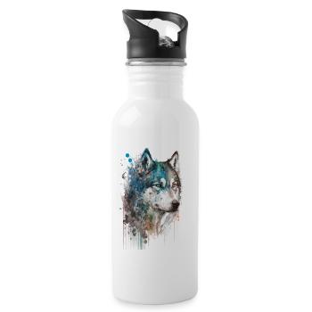 Husky sibérien 2 - Gourde avec paille intégrée - blanc - Droite