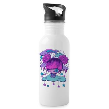 Rock star bubble head girl - Water bottle with straw - white - Right