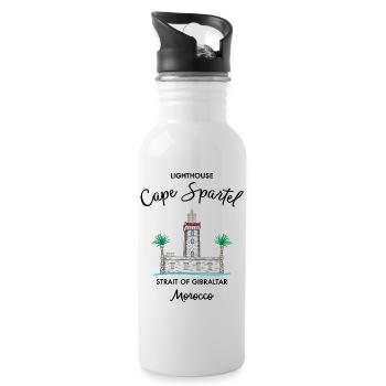Morocco, Cape Spartel Lighthouse, Gibraltar - Water bottle with straw - white - Right