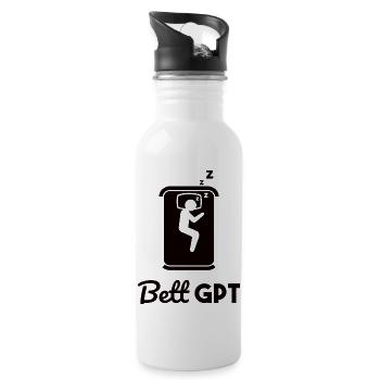 Bett GPT KI Geschenk - Trinkflasche mit integriertem Trinkhalm - Weiß - Rechts