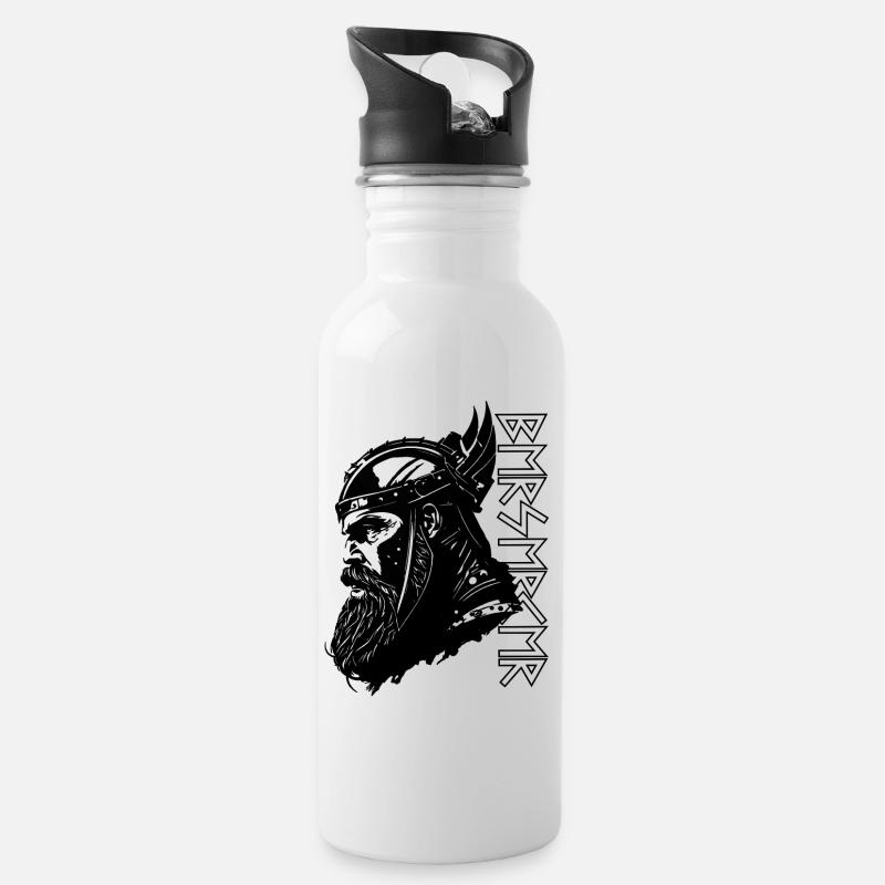 Berserker Viking Runes Odin Thor Valhalla - Gourde avec paille intégrée - blanc