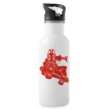 Renard rouge étrange en skateboard - Gourde avec paille intégrée - blanc - Droite