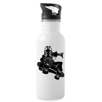 Renard noir étrange en skateboard - Gourde avec paille intégrée - blanc - Droite