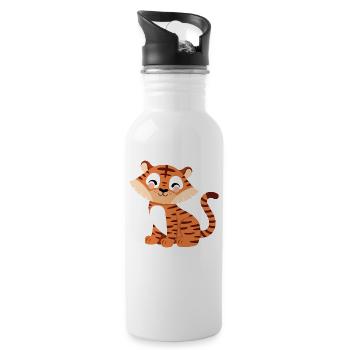 niedlicher Tiger - Trinkflasche mit integriertem Trinkhalm - Weiß - Rechts