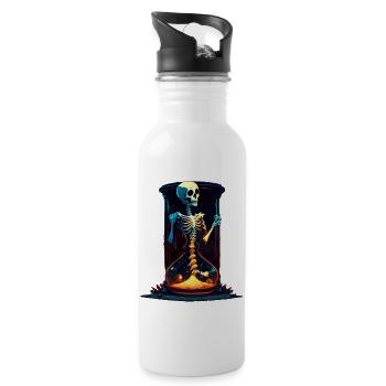 Menschliches Skelett als Sanduhr - Horror Comic - Trinkflasche mit integriertem Trinkhalm - Weiß - Rechts