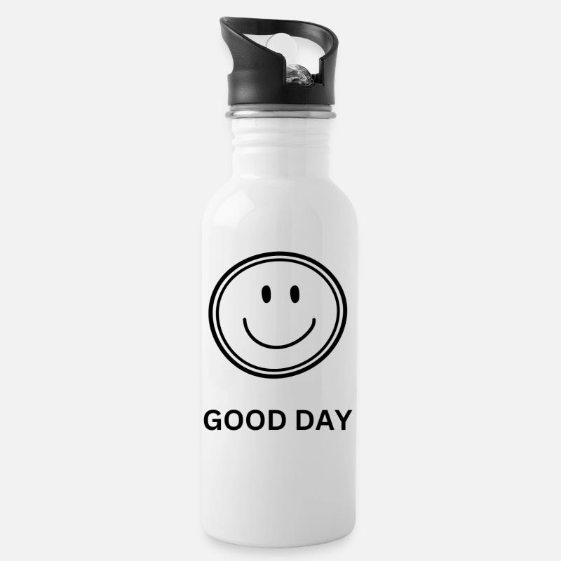 Good Day - Water bottle with straw - white
