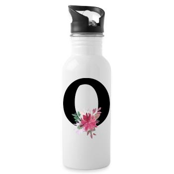Floral letter - Water bottle with straw - white - Right