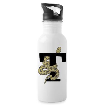 Letter t snake - Water bottle with straw - white - Right
