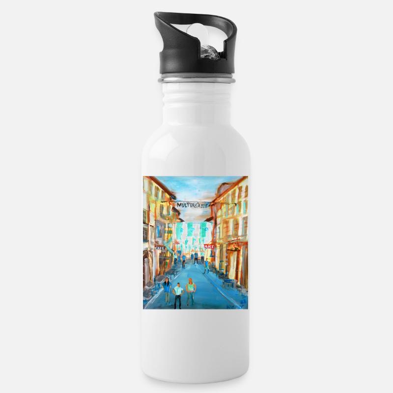 Multergasse - Water bottle with straw - white