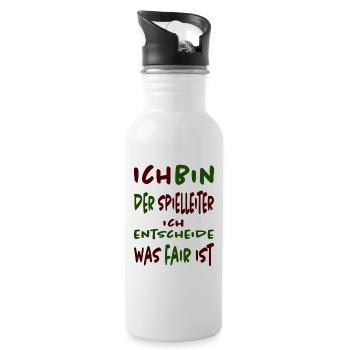 Mein Spiel, meine Regeln - Spielleiter T-Shirt - Trinkflasche mit integriertem Trinkhalm - Weiß - Rechts