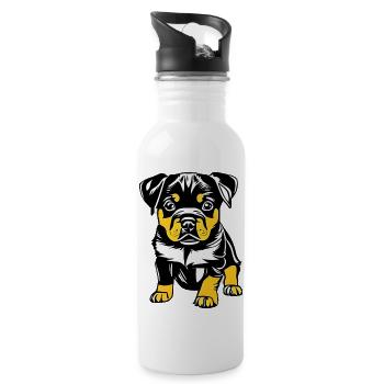 Rottweiler Dog Rottweiler Puppy Dog Puppy Dogs - Water bottle with straw - white - Right