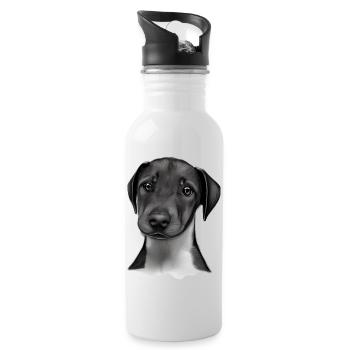 Doberman Doberman chiot chien Doberman dresseur - Gourde avec paille intégrée - blanc - Droite