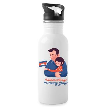 Kambodscha Khmer Vater Dad Daddy Papa I Geschenk - Trinkflasche mit integriertem Trinkhalm - Weiß - Rechts