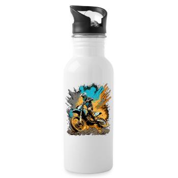 Motocross Action Mud Splash - Water bottle with straw - white - Right