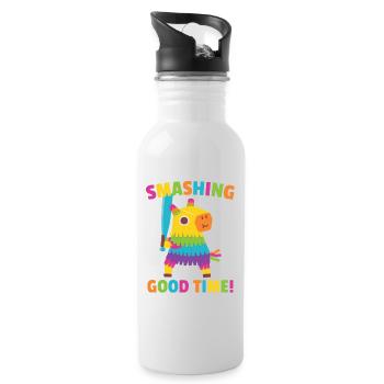 Cute Pinata Smashing Good Time Cinco De Mayo - Water bottle with straw - white - Right