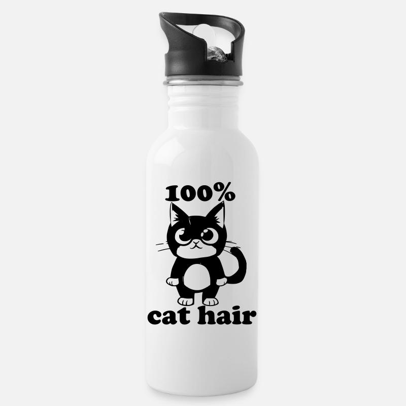 100% poils de chat, 100% poils de chat - Gourde avec paille intégrée - blanc